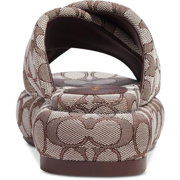 Coach Womens PENELOPE  Brown Square toe Slip on Platform Sandals Shoes New - Picture 3 of 3